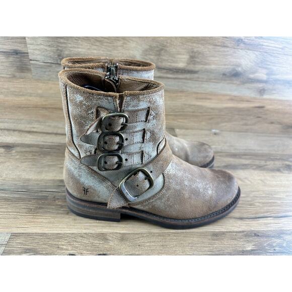 FRYE Veronica Belted Short Boots 6.5B Brown Suede Patina # 70581 LN - Picture 2 of 11